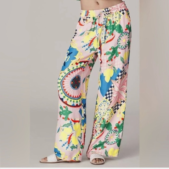 Anthropologie Maeve Straight Wide Leg Pull On Pants Pink Rose XS NWT - Picture 9 of 9